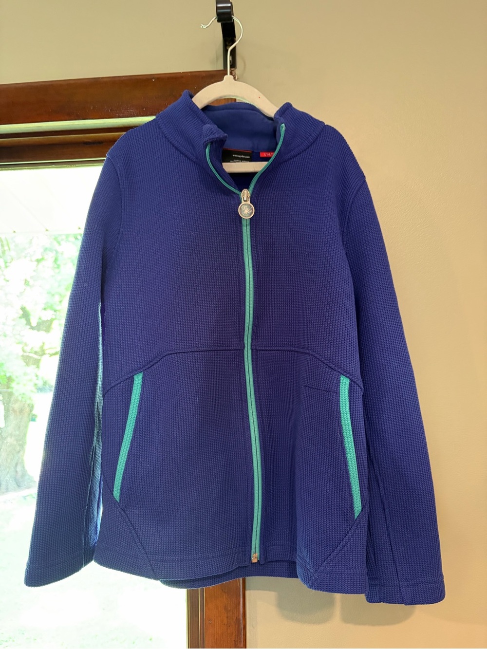 Spyder Girls Royal Blue Hooded Zip Jacket with Teal Trim